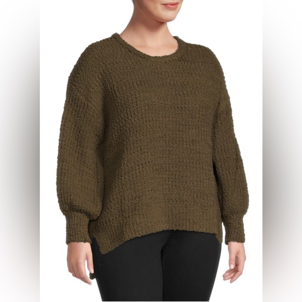 BOBEAU 🆕 Plus Popcorn Knit Sweater. Beautiful Fall Color, Olive. Size 1X.